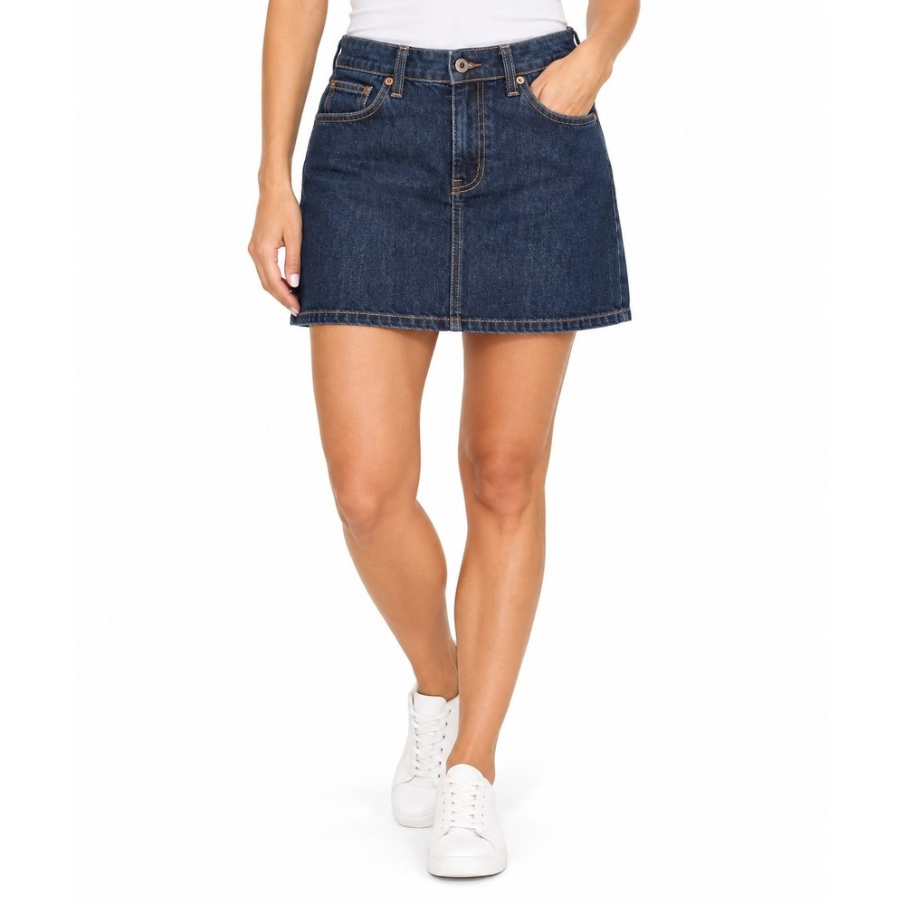 Abercrombie & Fitch Mid Rise Dark Wash Denim Skirt Size 25 Micro Mini